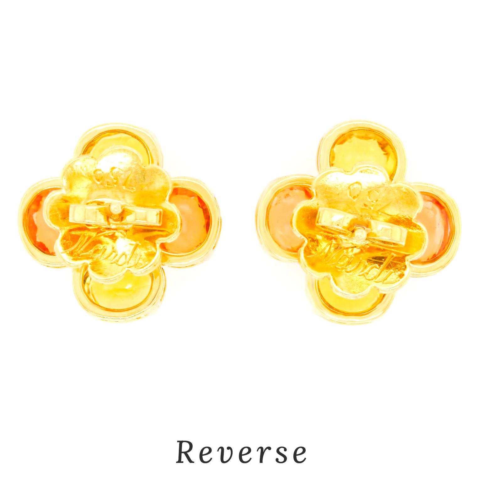 Women's Yellow and Orange Sapphire-Set Gold Earrings by Nardi