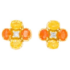 Yellow and Orange Sapphire-Set Gold Earrings by Nardi