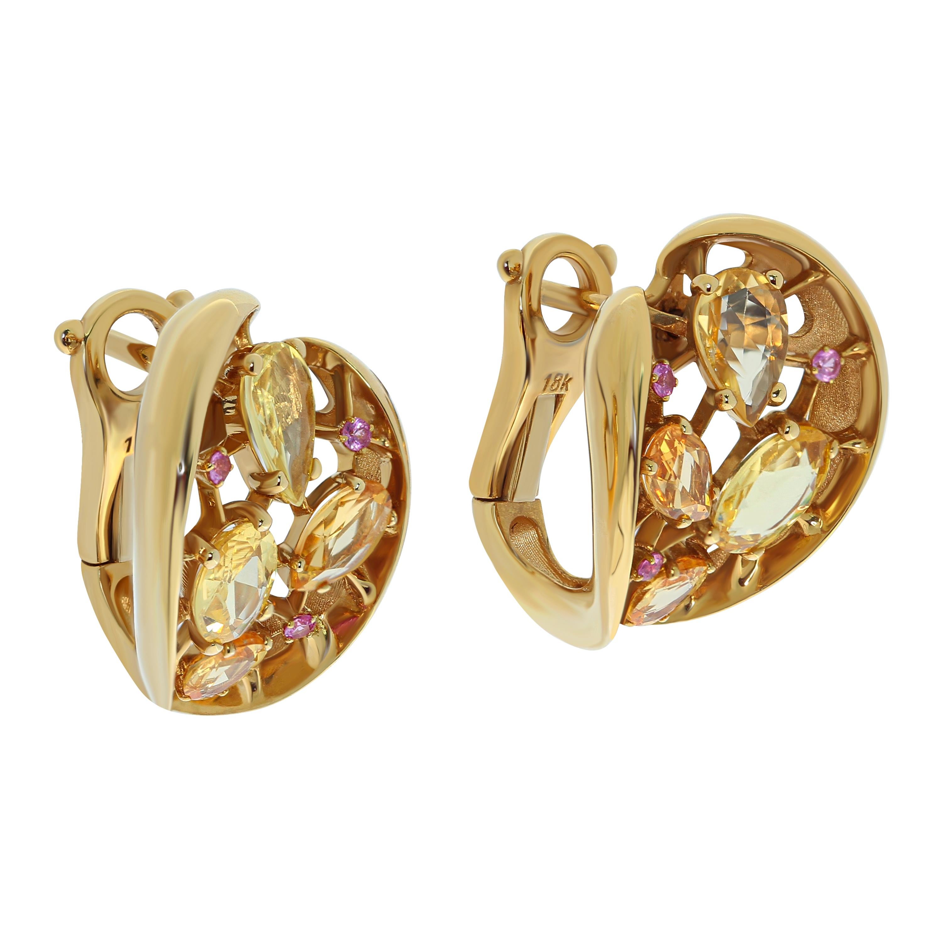 Yellow and Pink Sapphires 18 Karat Yellow Gold Splash Suite For Sale 4