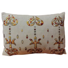 Yellow and Red Embroidered Linen and Silk Petite Decorative Pillow