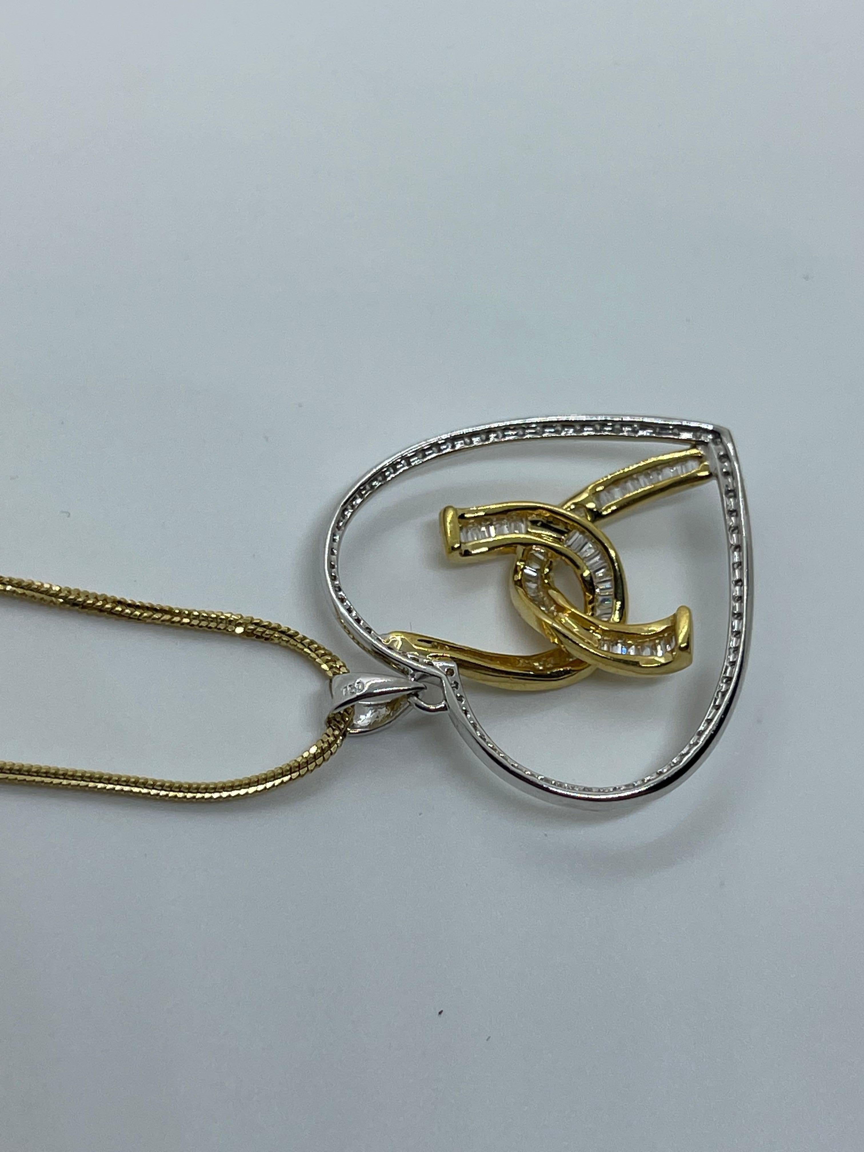 Diamond Necklace Yellow and White 18 Karat Gold In Excellent Condition In Geneva, CH