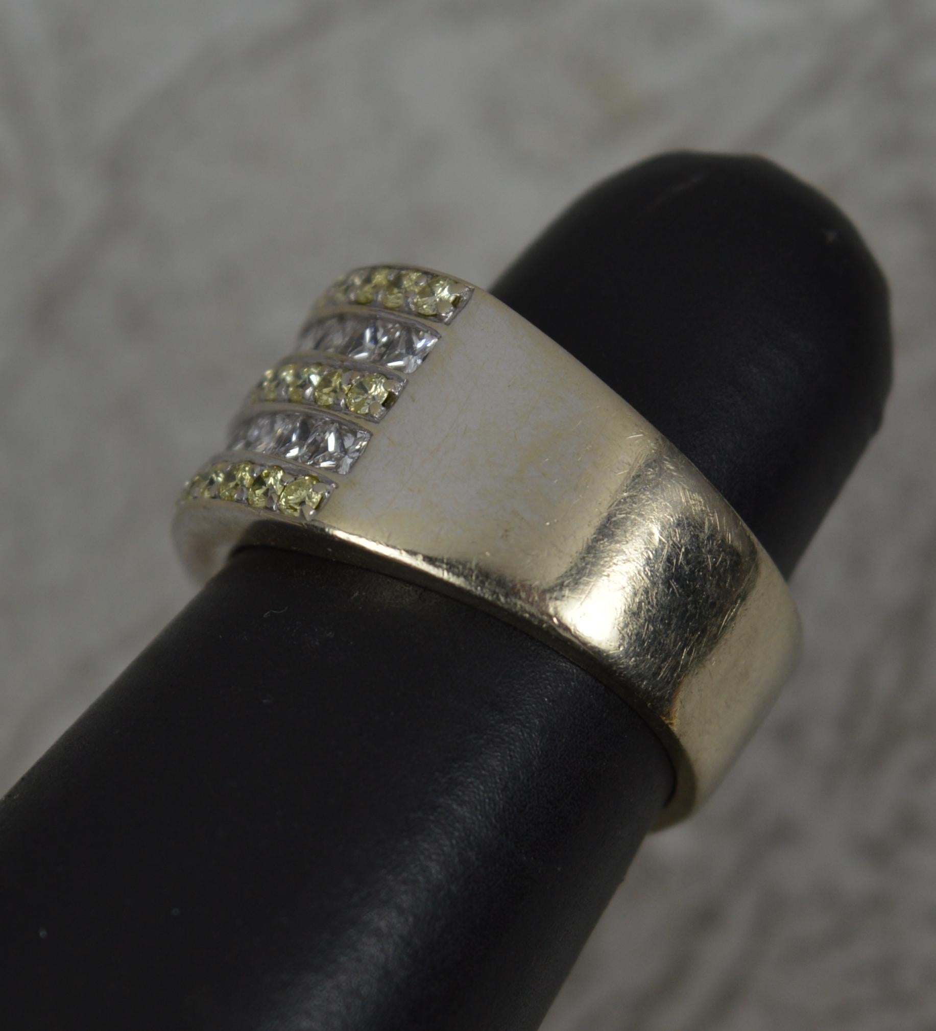 Yellow and White 2.18 Carat Natural Diamond and 18 Carat Gold Band Cluster Ring For Sale 7