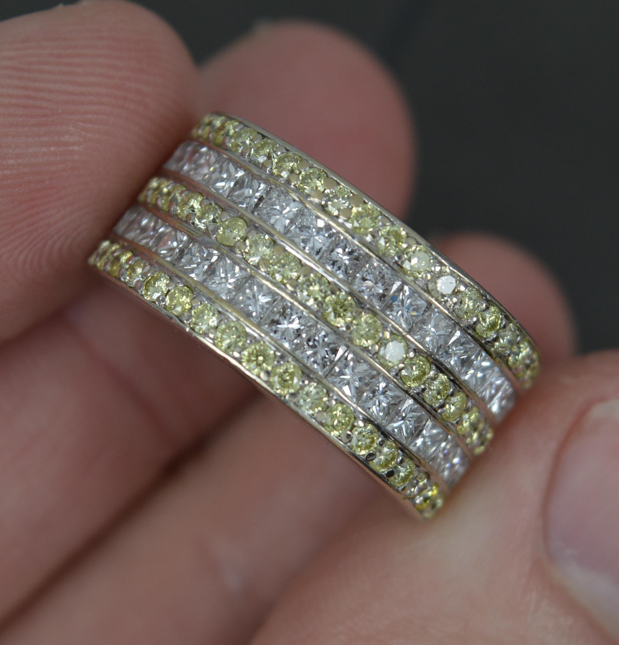 Gelber und weißer 2,18 Karat natürlicher Diamant und 18 Karat Gold Band Cluster-Ring 3