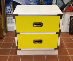 Yellow and White Campaign Nightstand