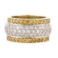 Yellow and White Diamond 18 Karat Band Ring