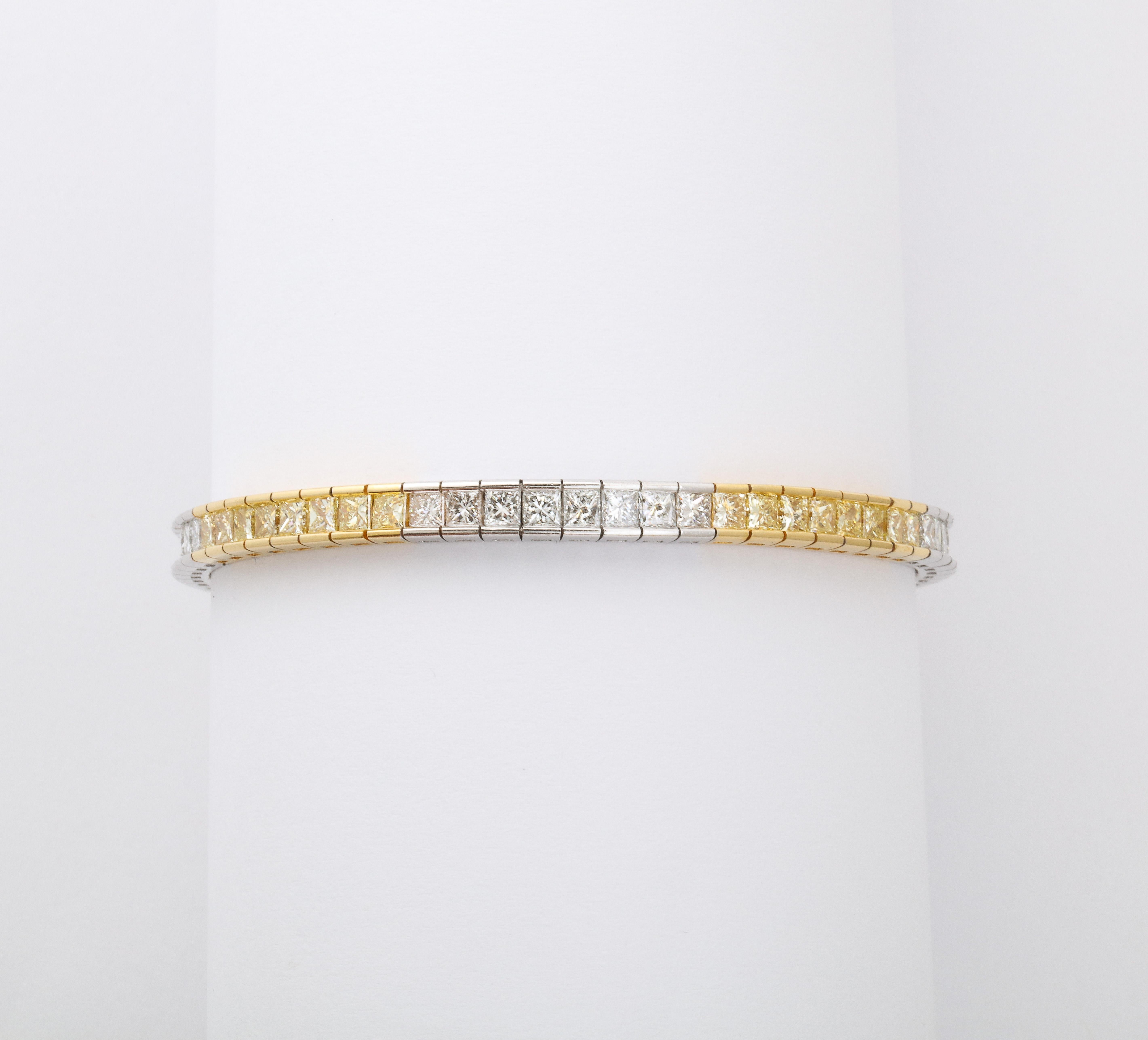 Bracelet de diamants jaunes et blancs en vente 5