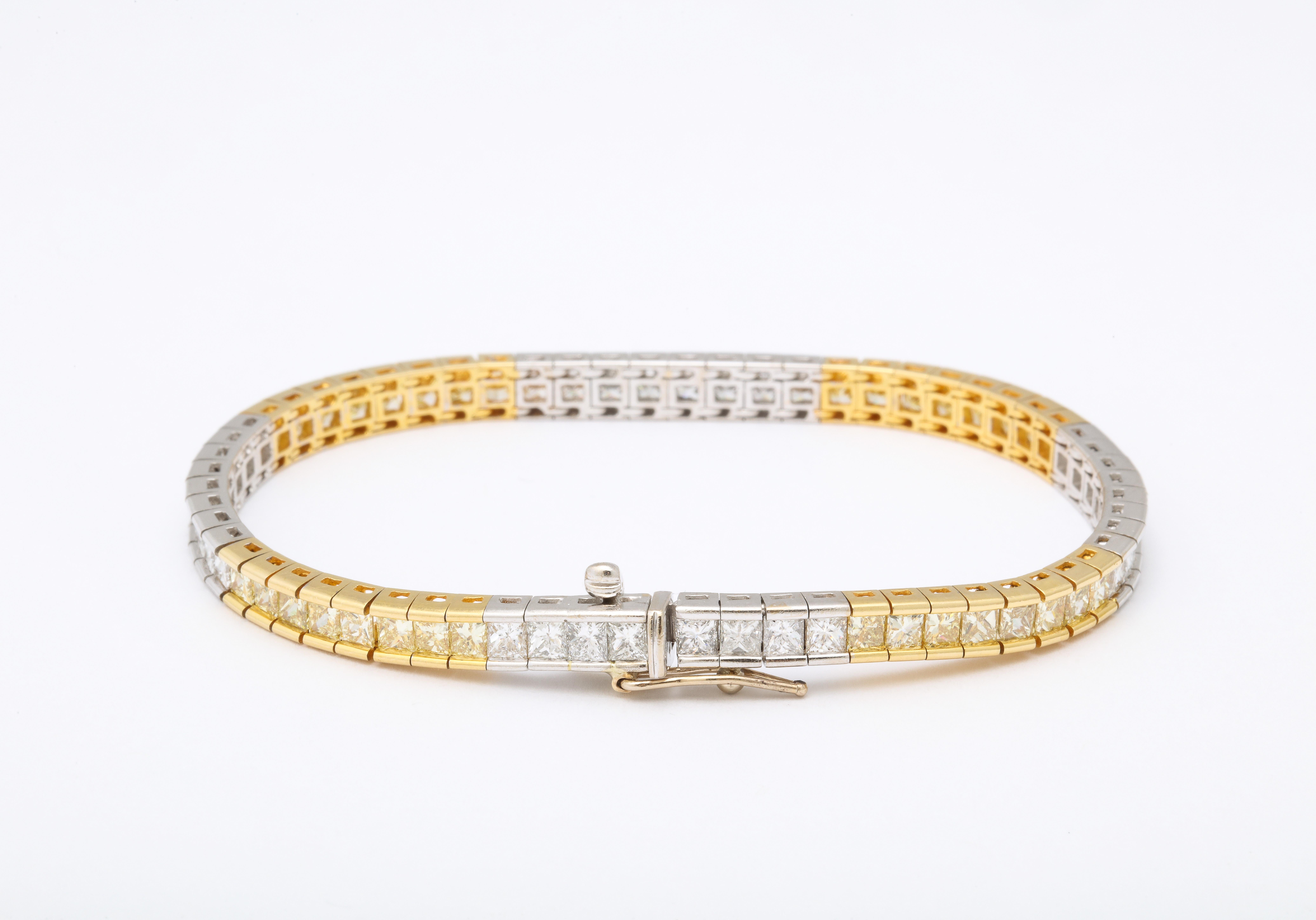 Bracelet de diamants jaunes et blancs en vente 2