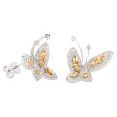 Boucles d'oreilles papillon jaune et blanc