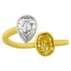 Yellow and White Diamond Bypass Ring