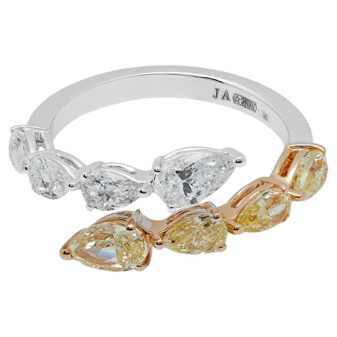 Yellow and White Diamond Bypass Ring For Sale