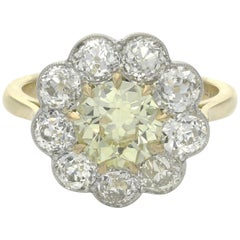 Yellow and White Diamond Cluster Ring Centred with a 1.39ct Fancy Yellow Diamond