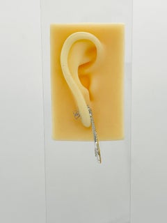 Yellow and White Diamond Dangle Earrings in 18k White Gold