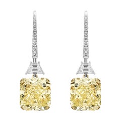 Pendientes de gota de diamante amarillo y blanco