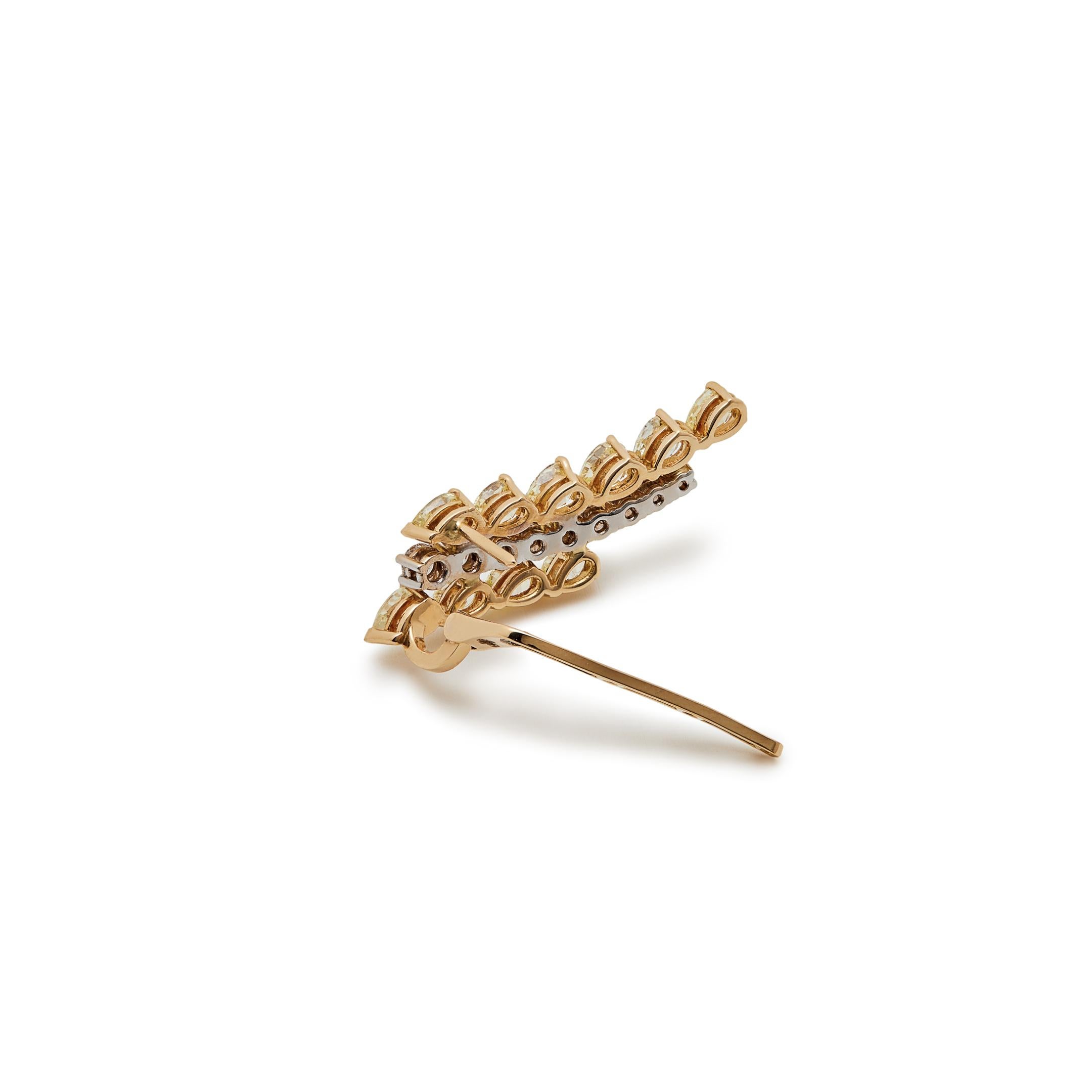 Contemporary Yellow and White Diamond Ear Climbers For Sale
