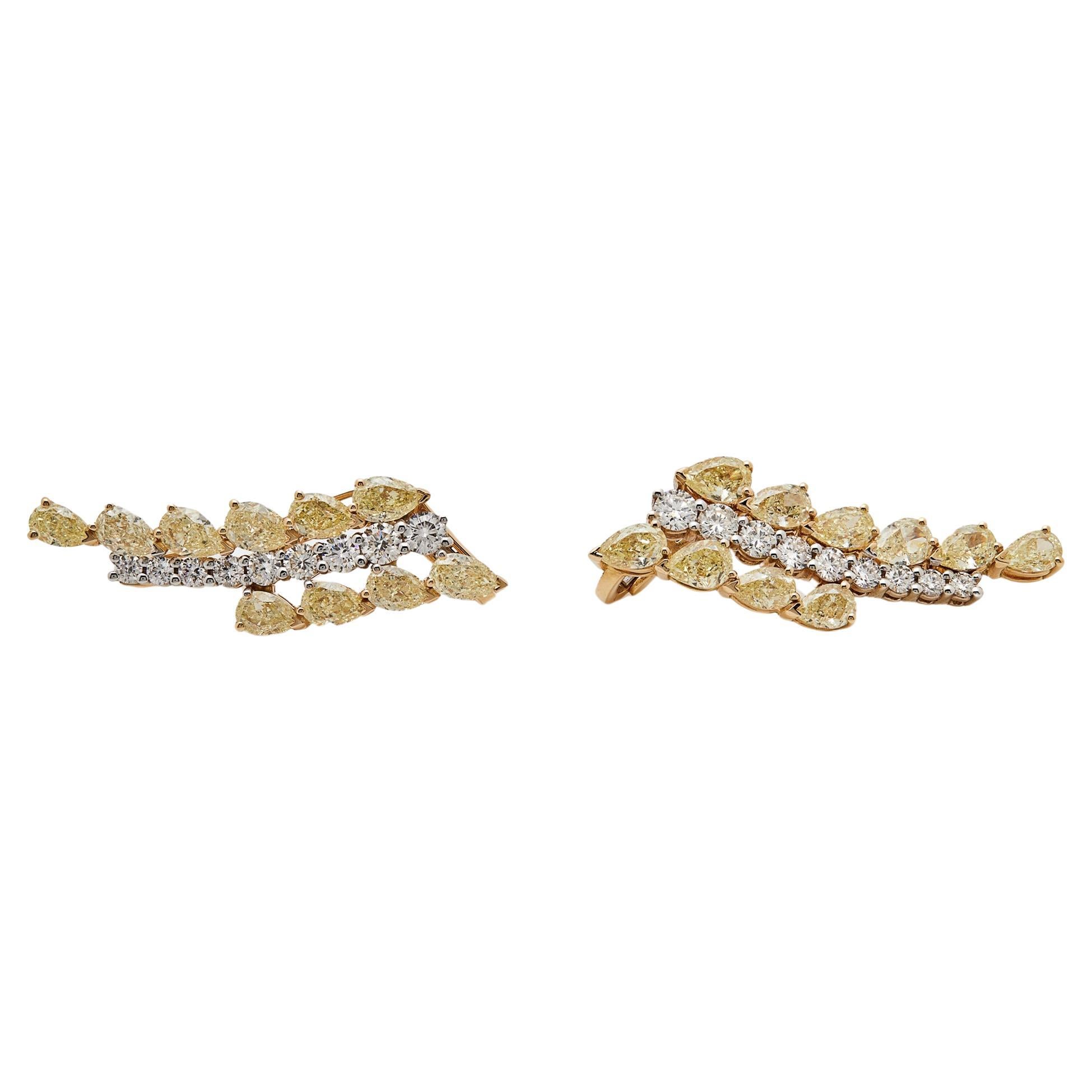 Yellow and White Diamond Ear Climbers