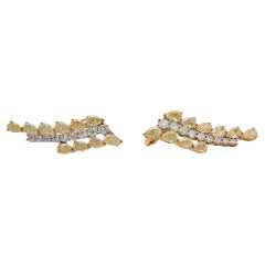 Yellow and White Diamond Ear Climbers