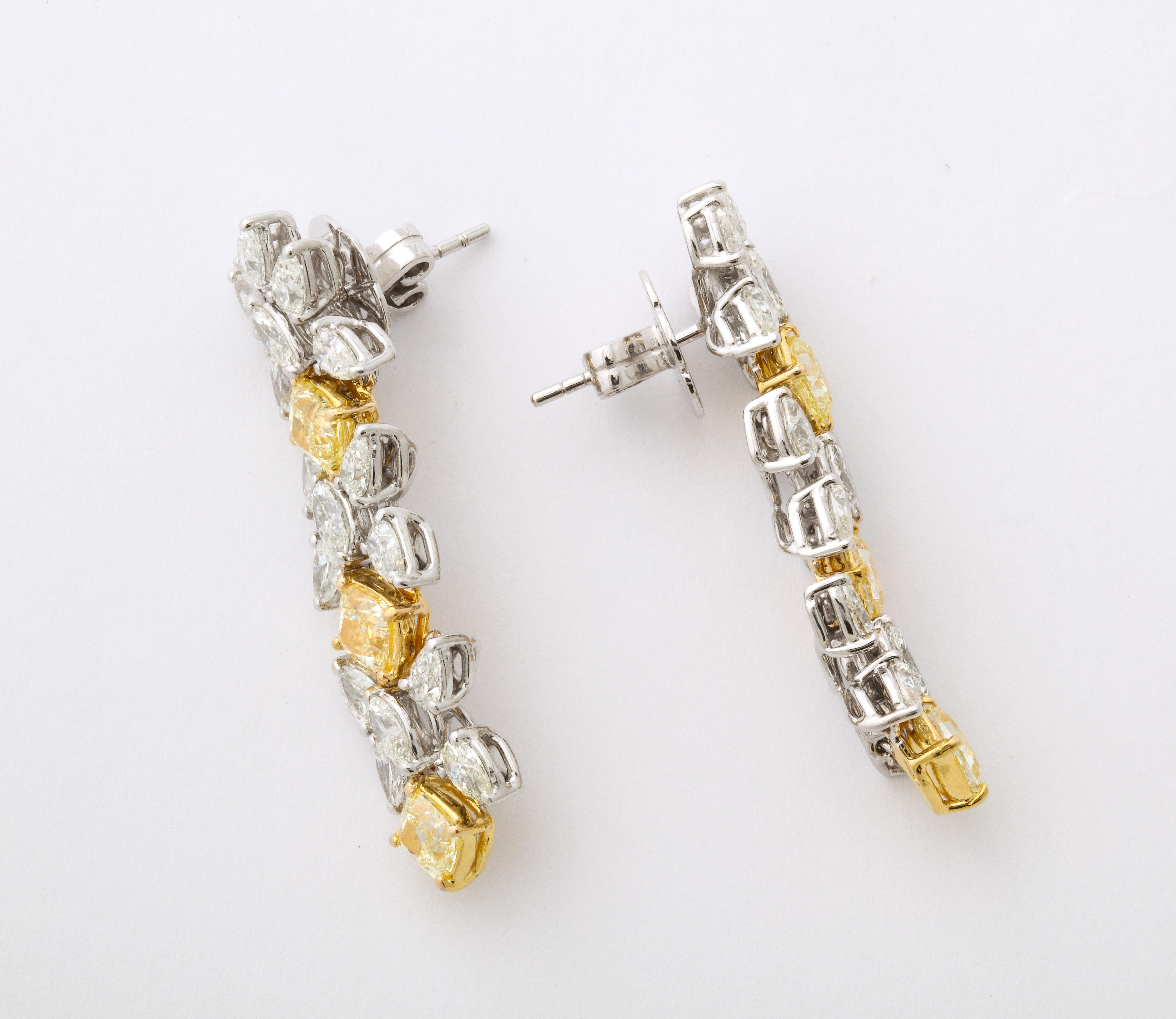 Yellow and White Diamond Earrings  5