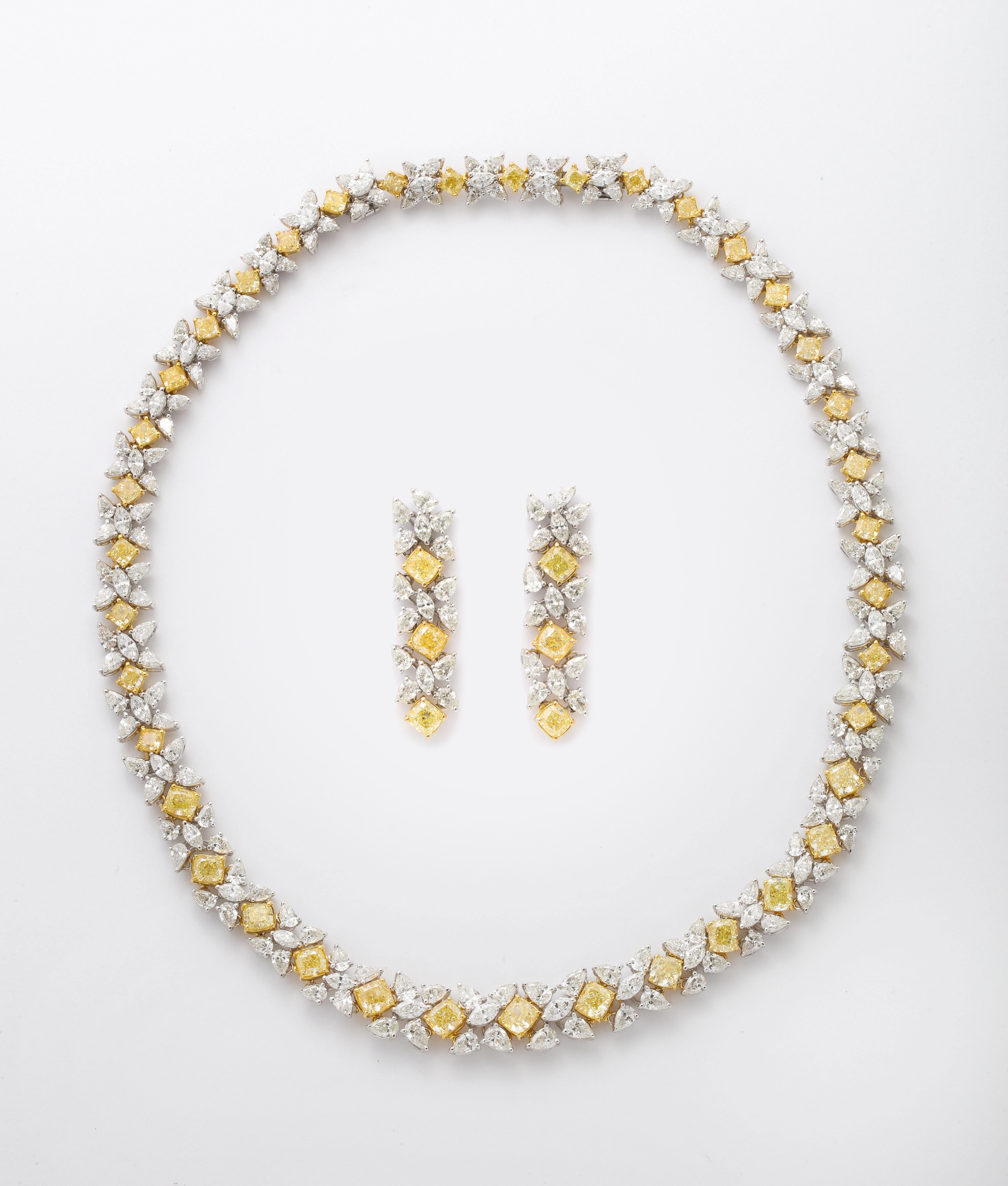 Yellow and White Diamond Earrings  6