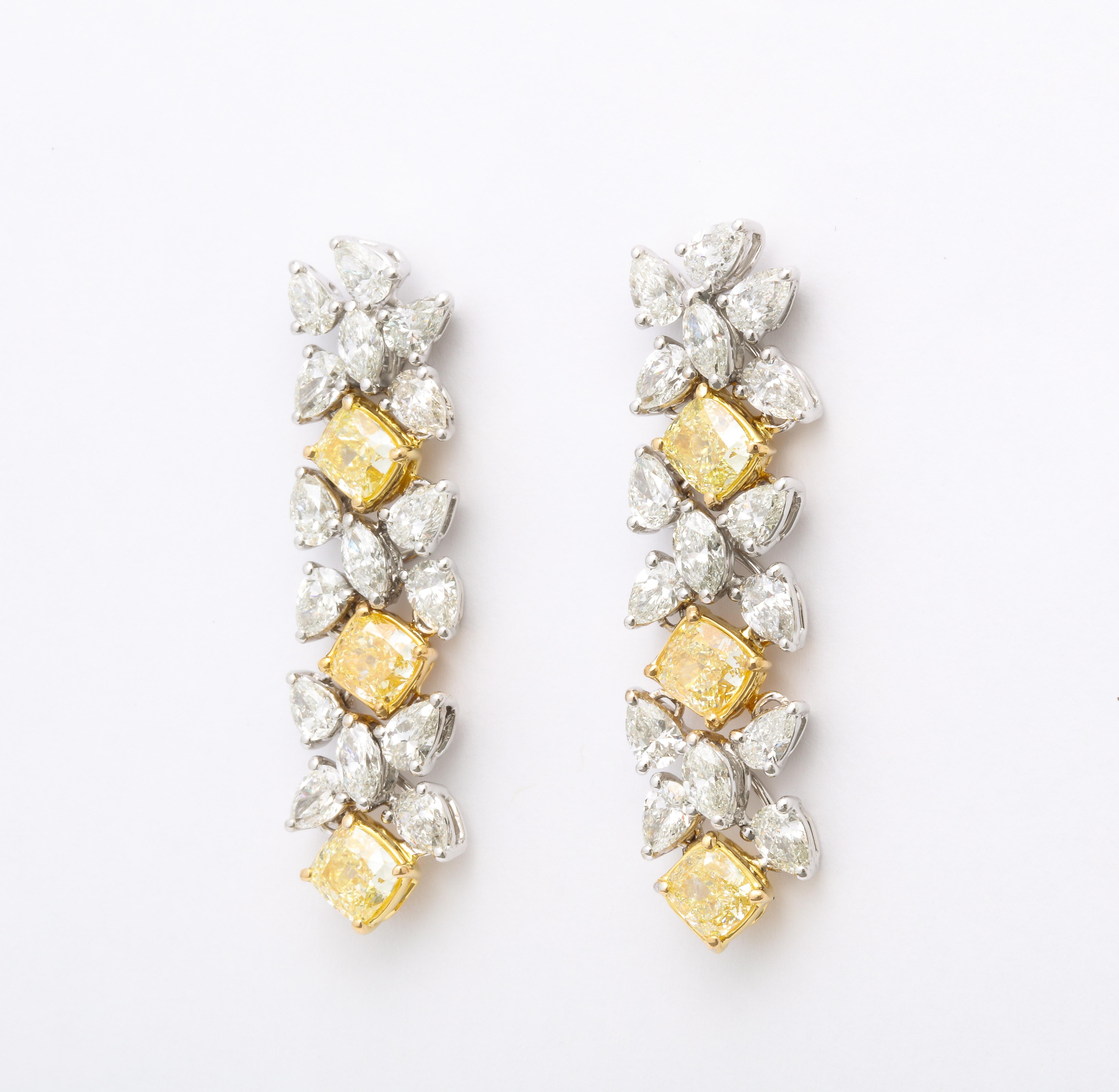 Yellow and White Diamond Earrings  1