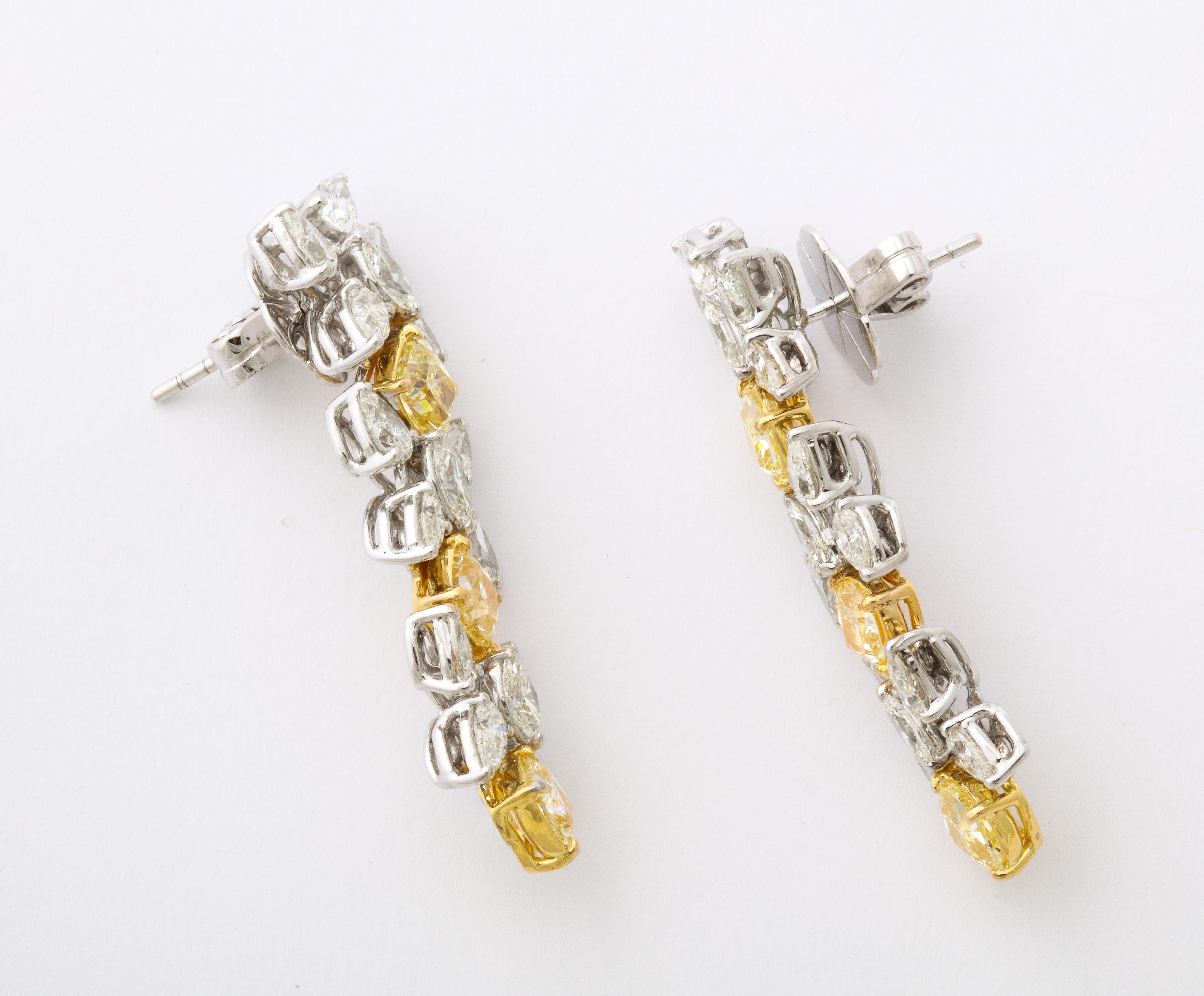 Yellow and White Diamond Earrings  4