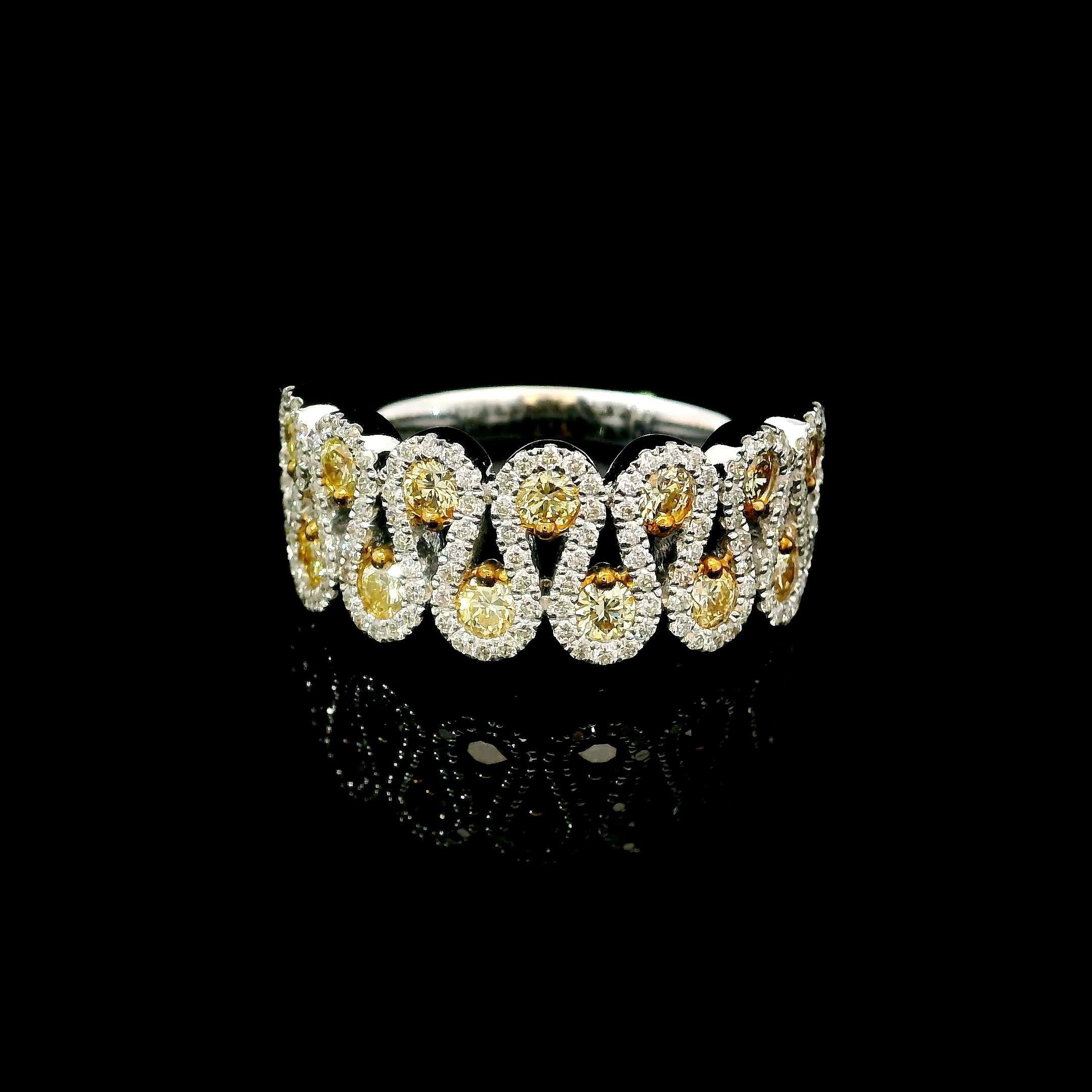 Women's Yellow and White Diamond Eternity Ring  For Sale