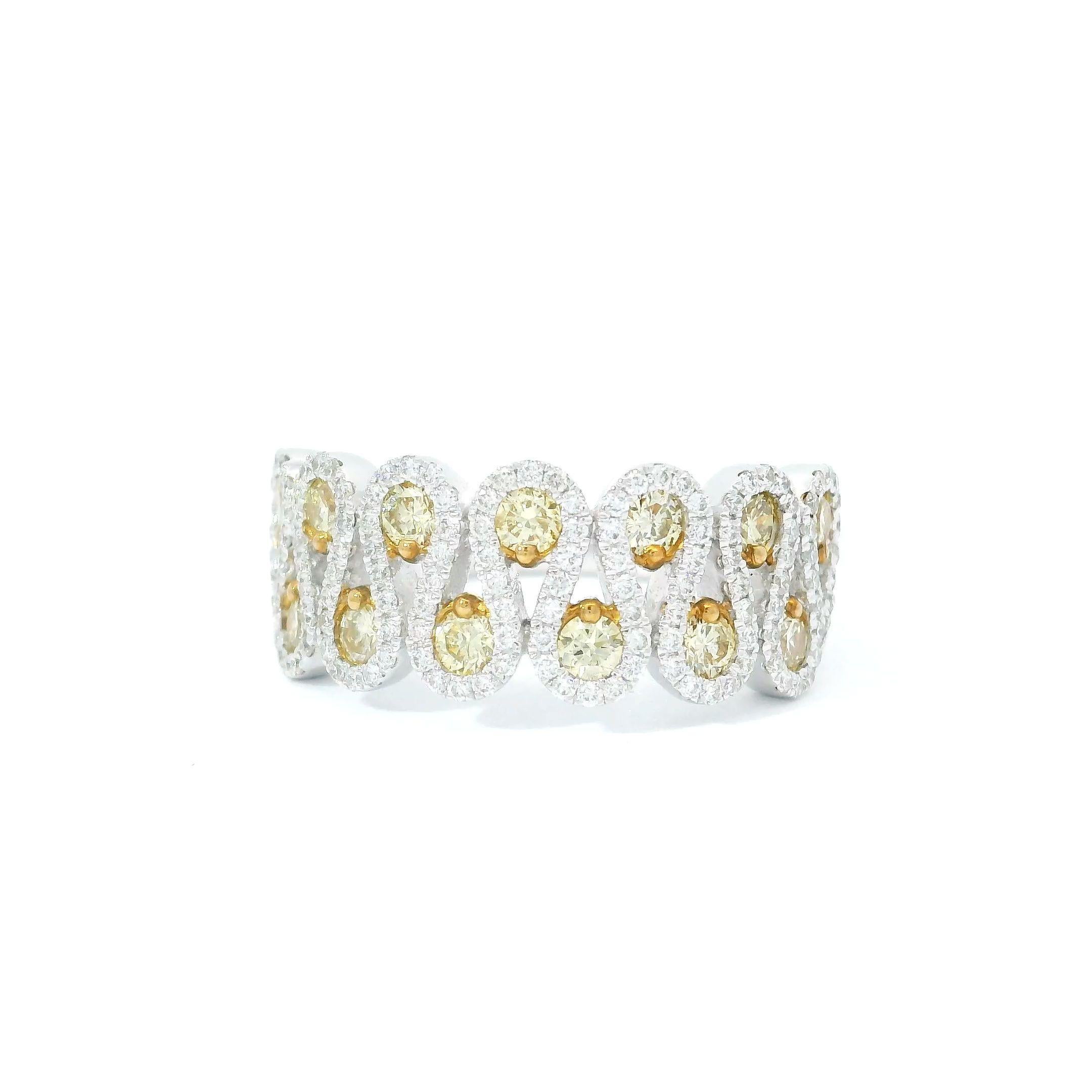 Yellow and White Diamond Eternity Ring  For Sale 4