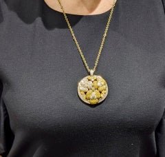 Yellow and White Diamond Floral Pendant 10.43 Carat