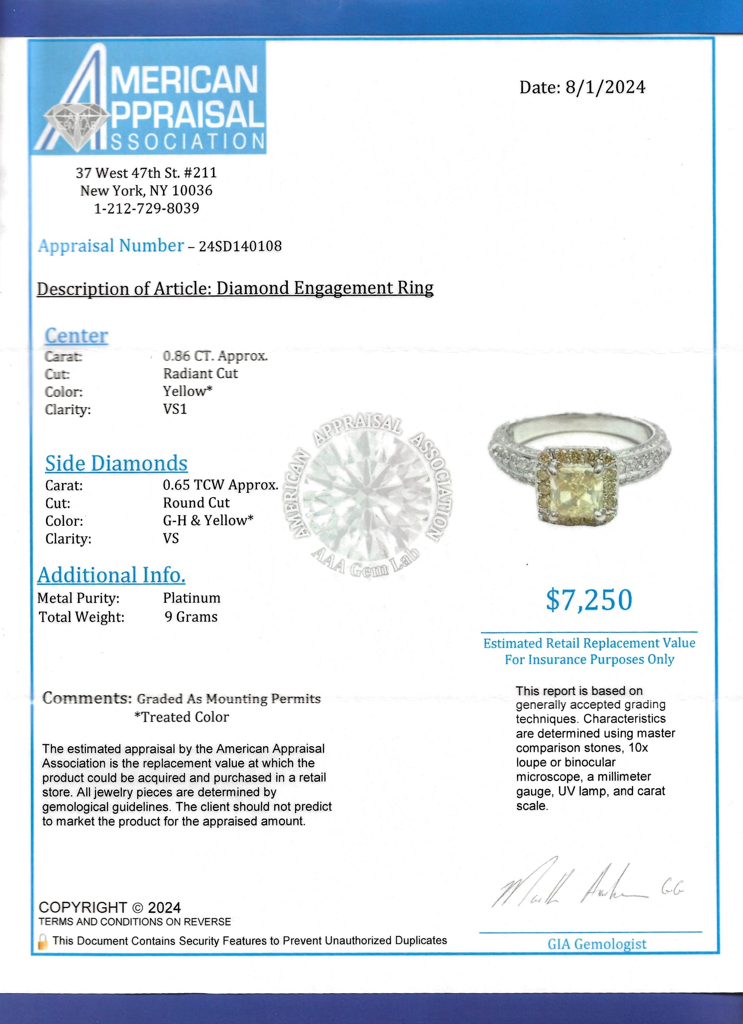 Verlobungsring aus poliertem Platin mit gelbem und weißem Diamanten im Halo-Stil im Angebot 4