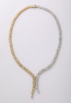 Yellow and White Diamond Marquise Necklace