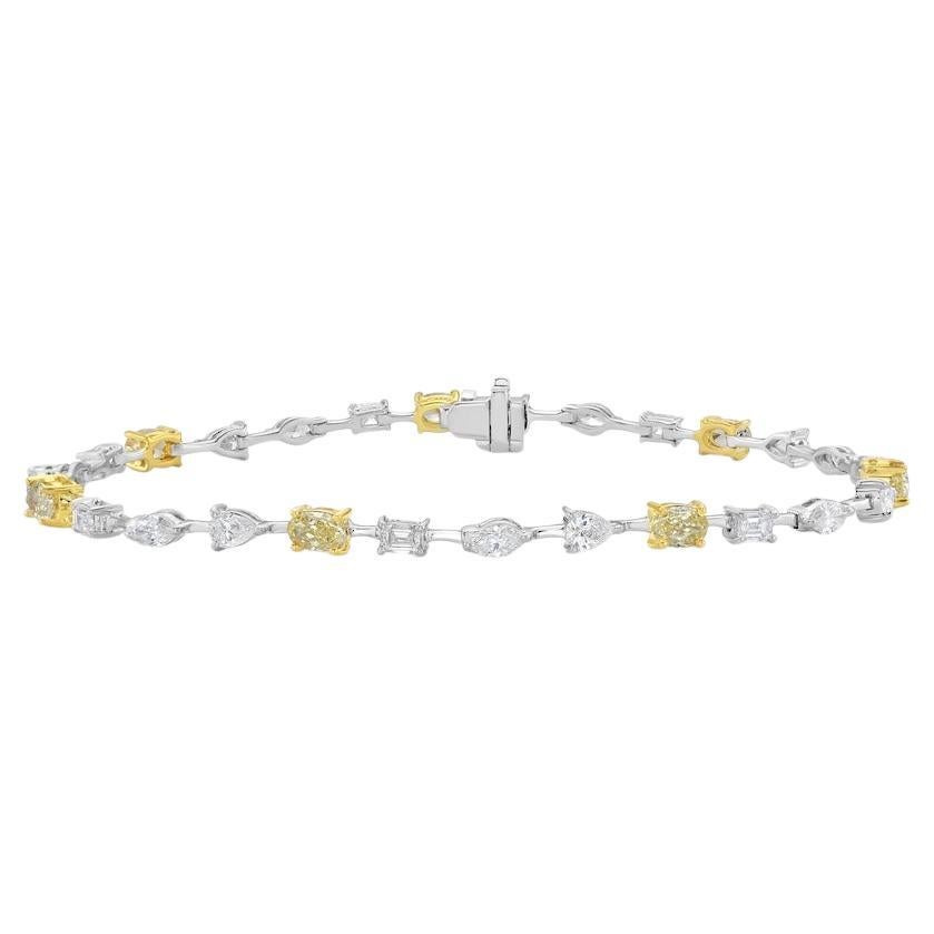 Bracelet de forme mixte avec diamants jaunes et blancs