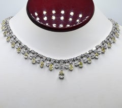 Yellow and White Diamond Necklace