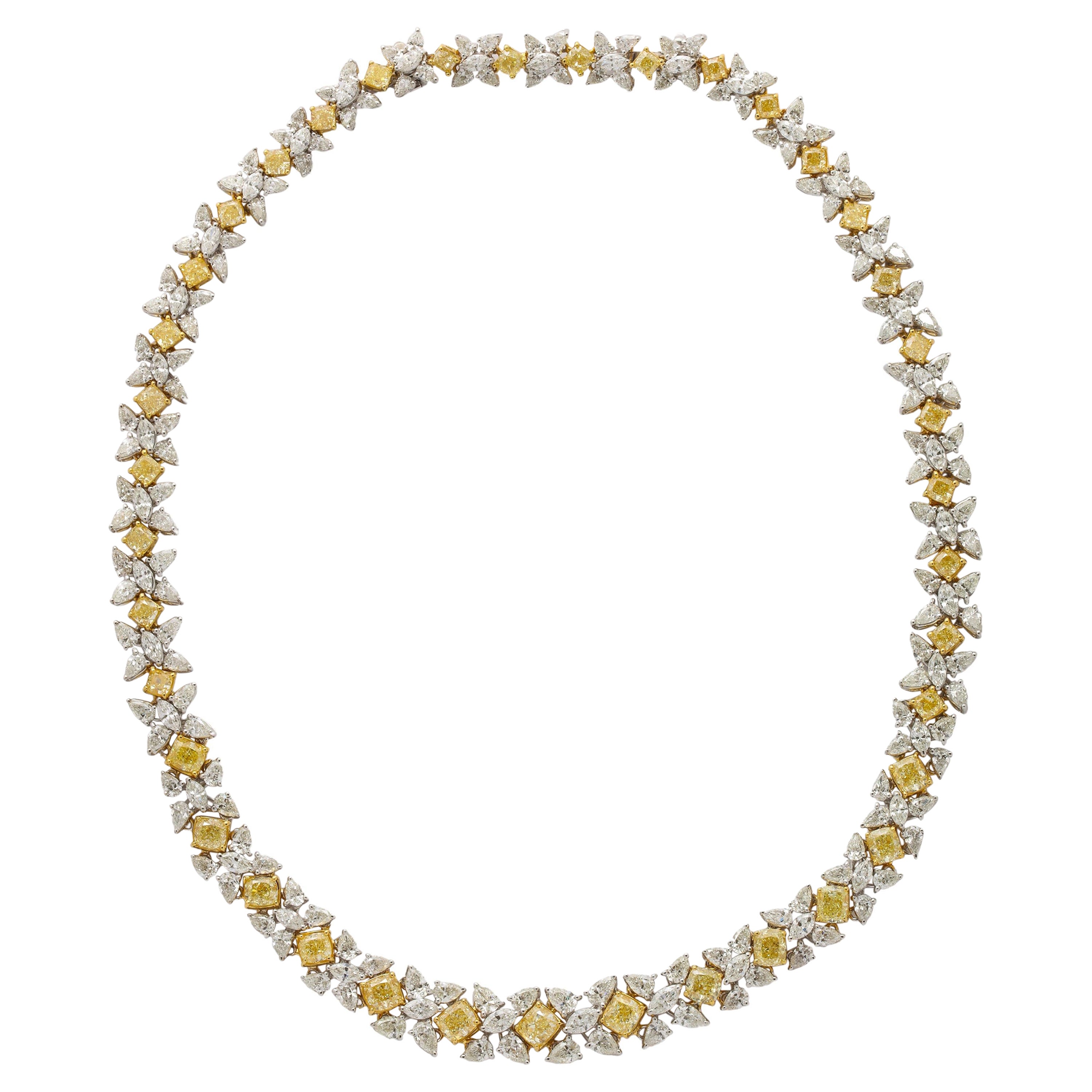 Halskette mit gelben und weißen Diamanten