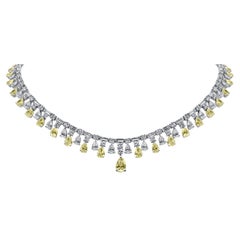 Yellow and White Diamond Necklace