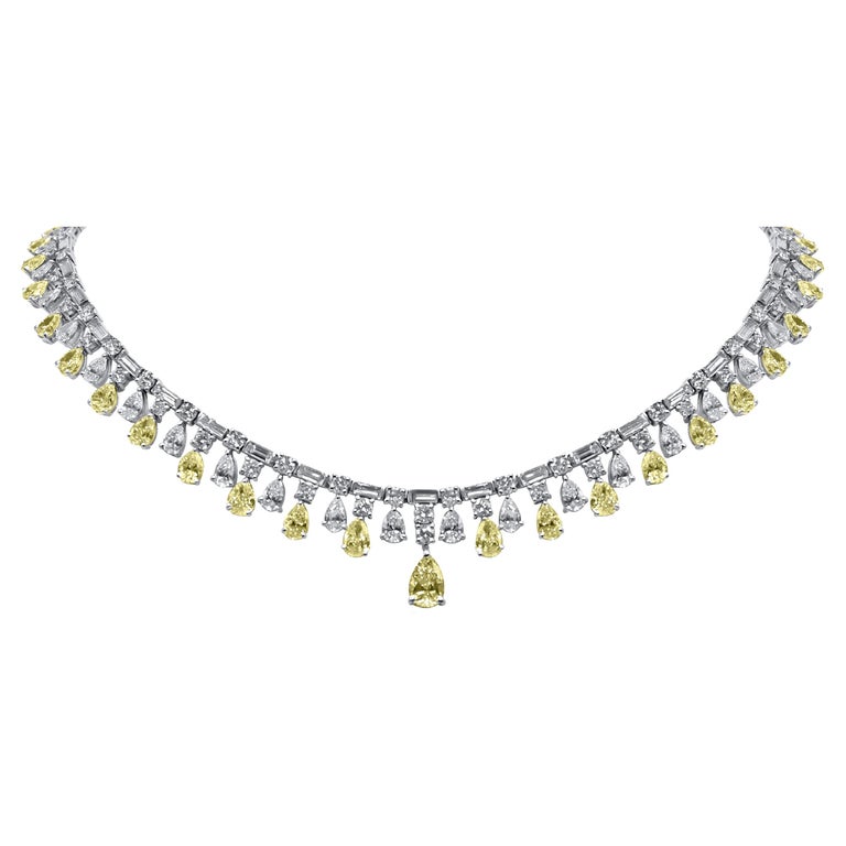 Yellow and White Diamond Necklace For Sale at 1stDibs