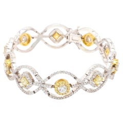 Yellow and White Diamond Radiant Cut Bracelet