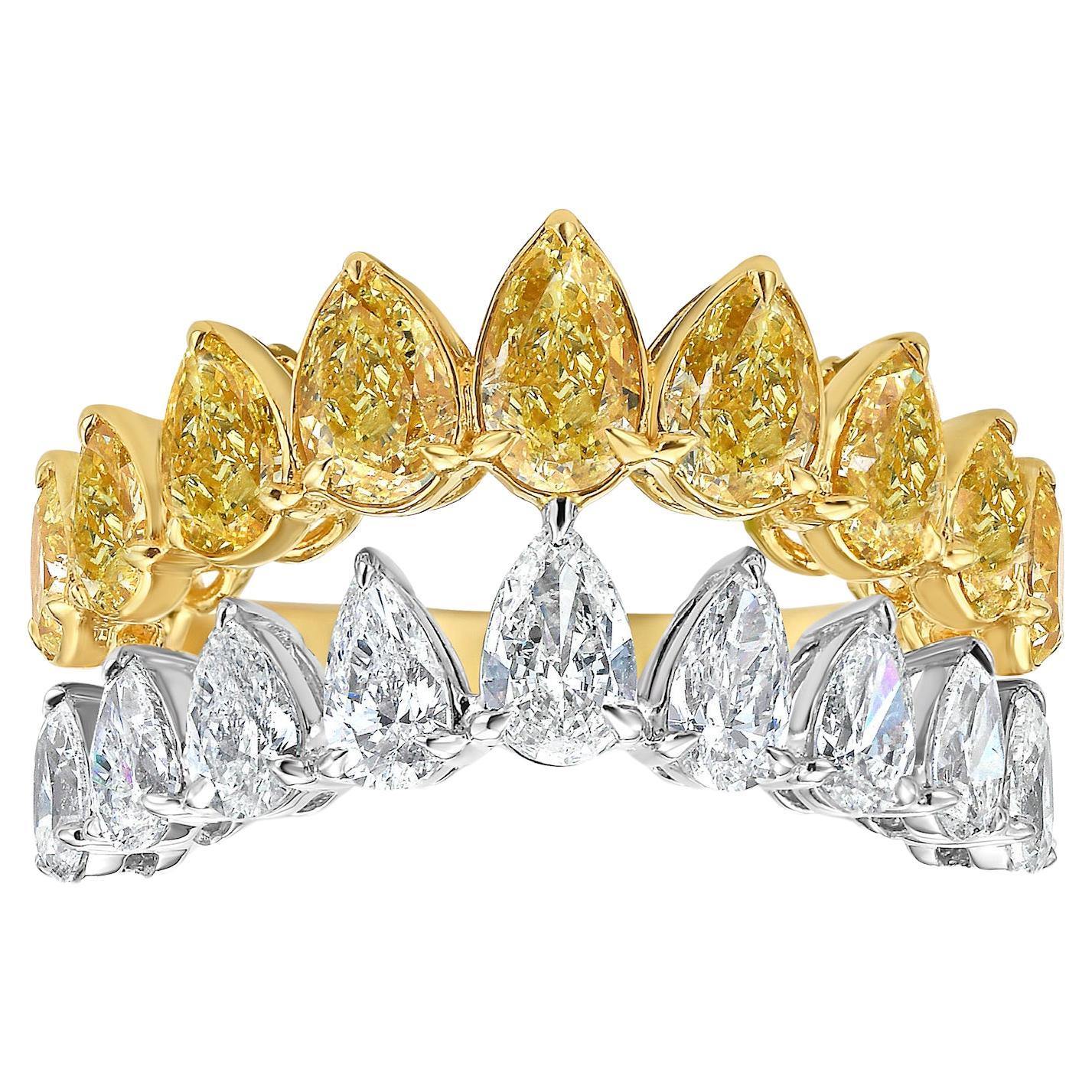 Yellow and White Diamond Statement Ring For Sale