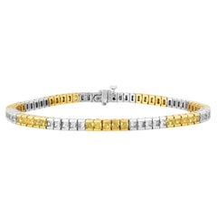 Yellow And White Diamond Tennis Bracelet, 6.85 Carats