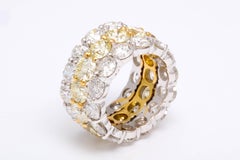 Yellow and White Diamond Wide Band