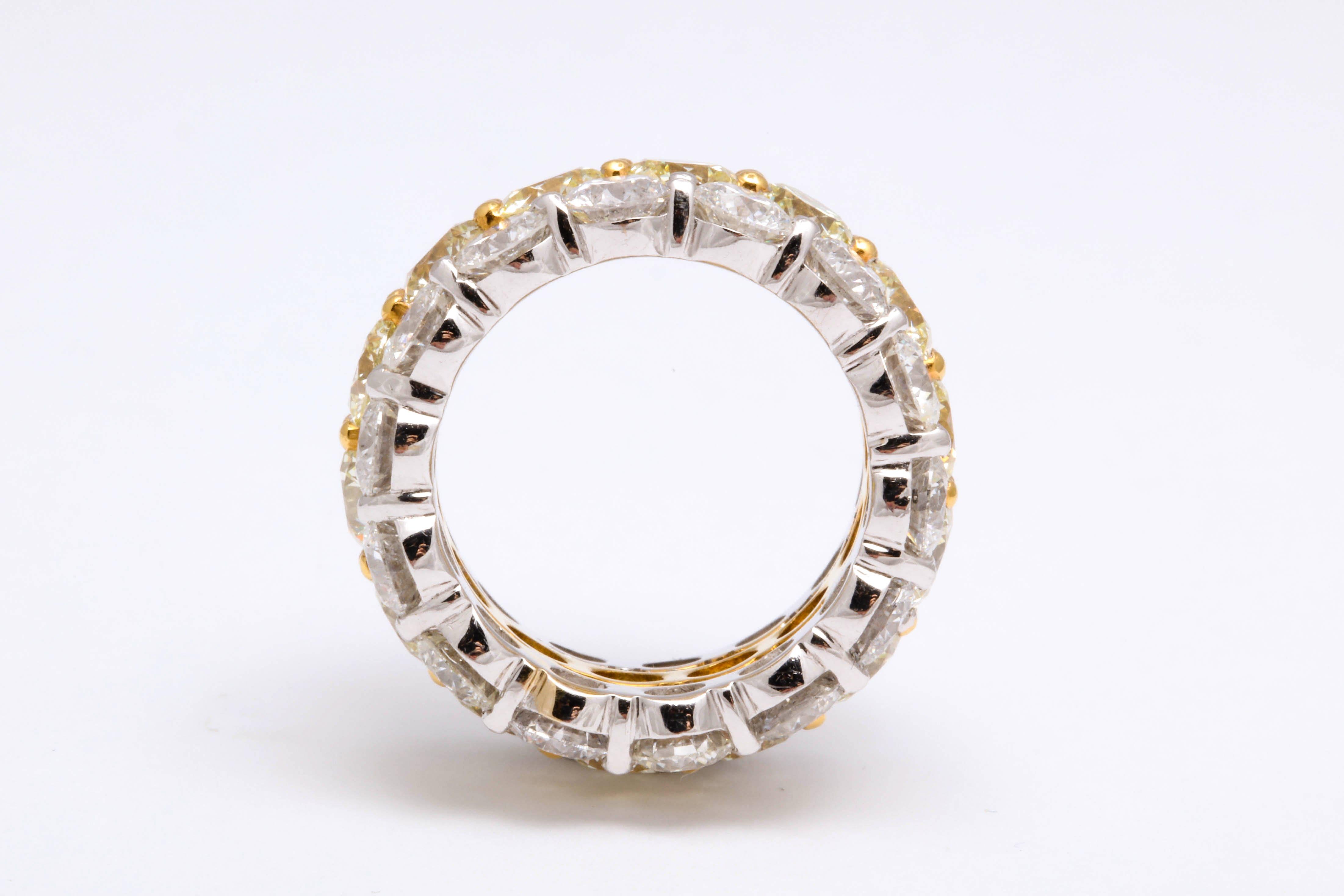 Yellow and White Diamond Wide Band For Sale 1