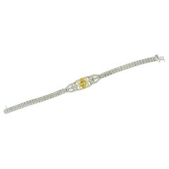 Yellow and White Diamonds 18 Karat White Gold Bracelet