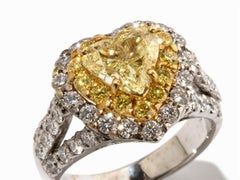 más inusual amarillo 1, 42 ct diamante-corazón anillo de oro de 18k