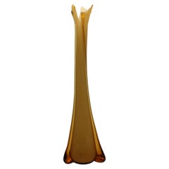 Yellow and White Double Cased Empoli Cristalleria Frateli Vase, circa 1960