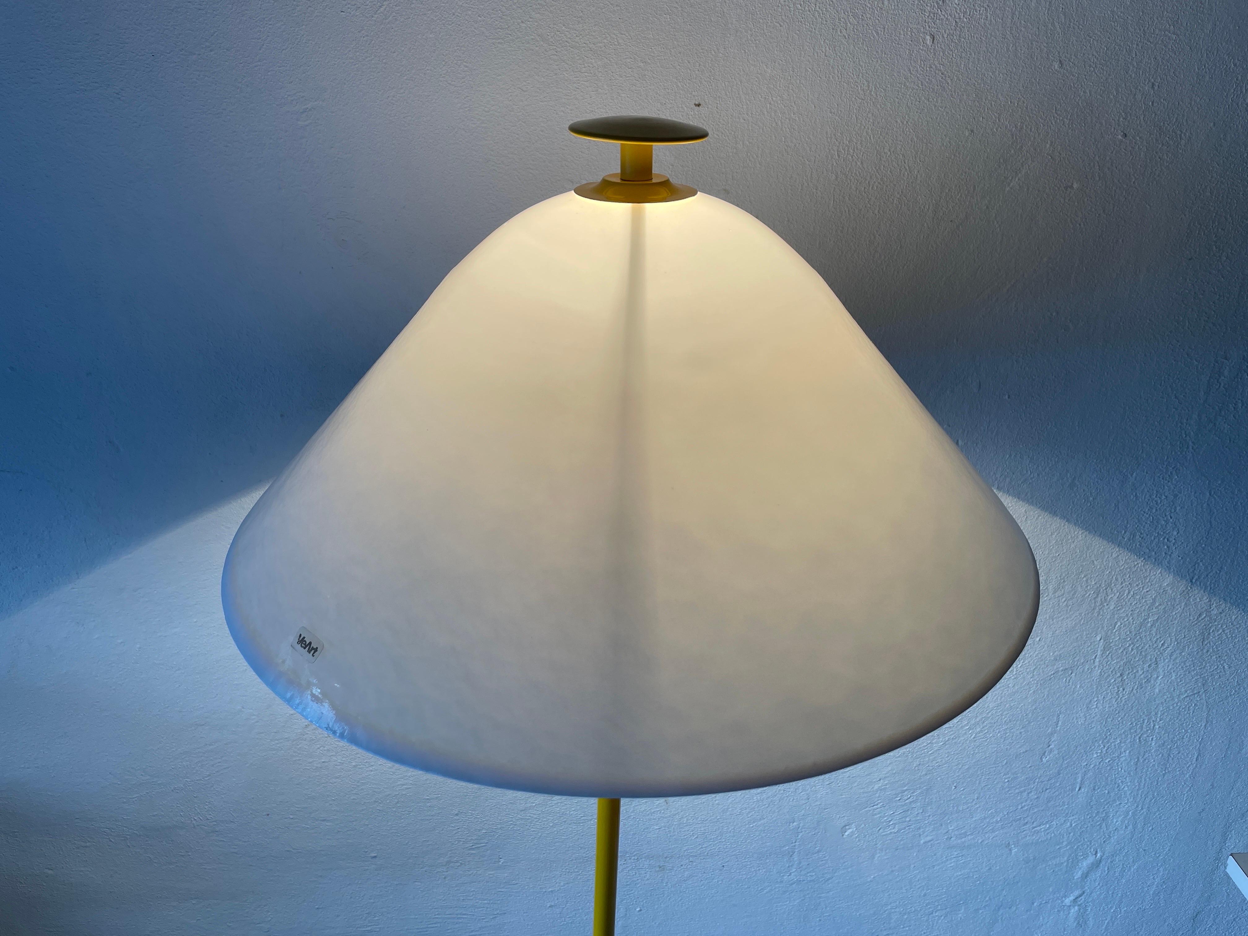 Yellow and White Glass Shade Floor Lamp by VeArt, 1970s, Italy For Sale 7