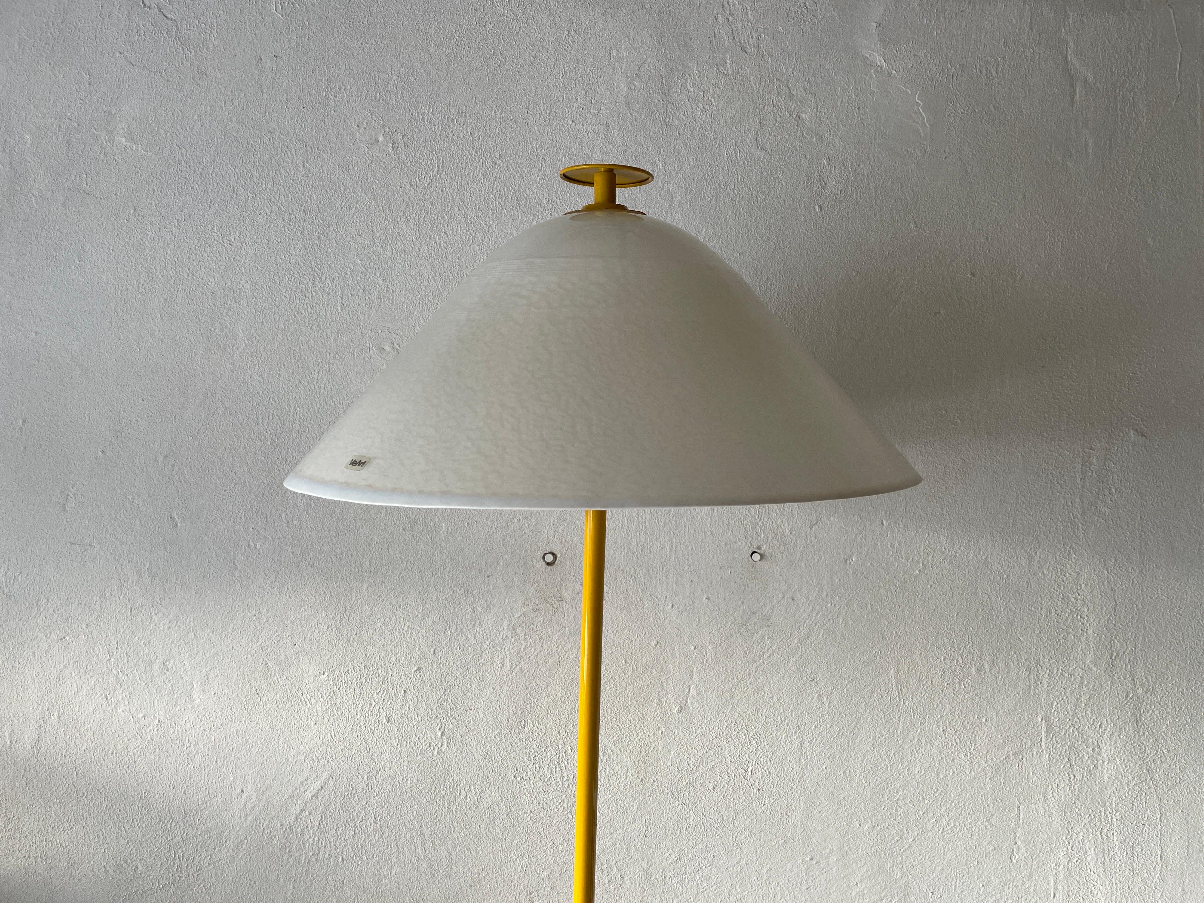 Late 20th Century Yellow and White Glass Shade Floor Lamp by VeArt, 1970s, Italy For Sale