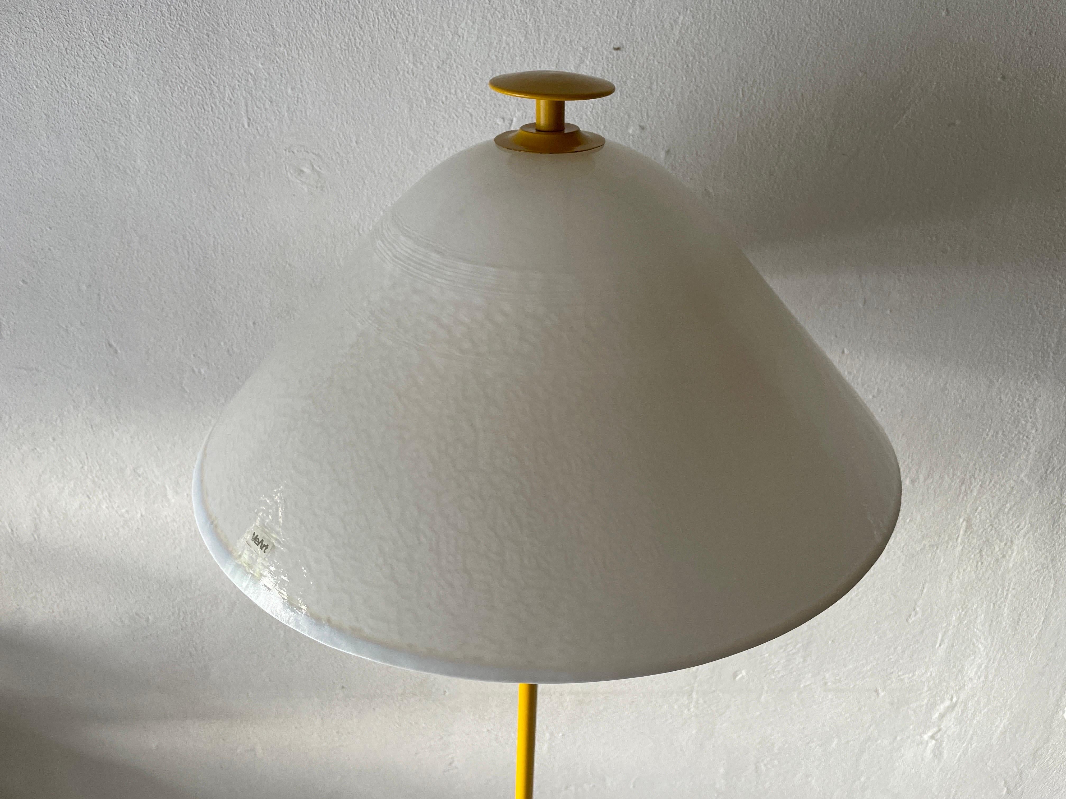 Metal Yellow and White Glass Shade Floor Lamp by VeArt, 1970s, Italy For Sale