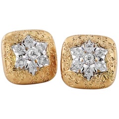 Yellow and White Gold 0.50 Carat Diamond Star Lever-Back Earrings