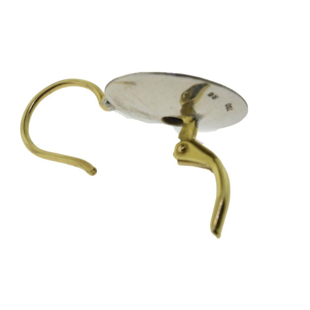 Orecchini a cerchio con diamante pendente in oro giallo e bianco 18 carati In condizioni buone in vendita a Miami, FL