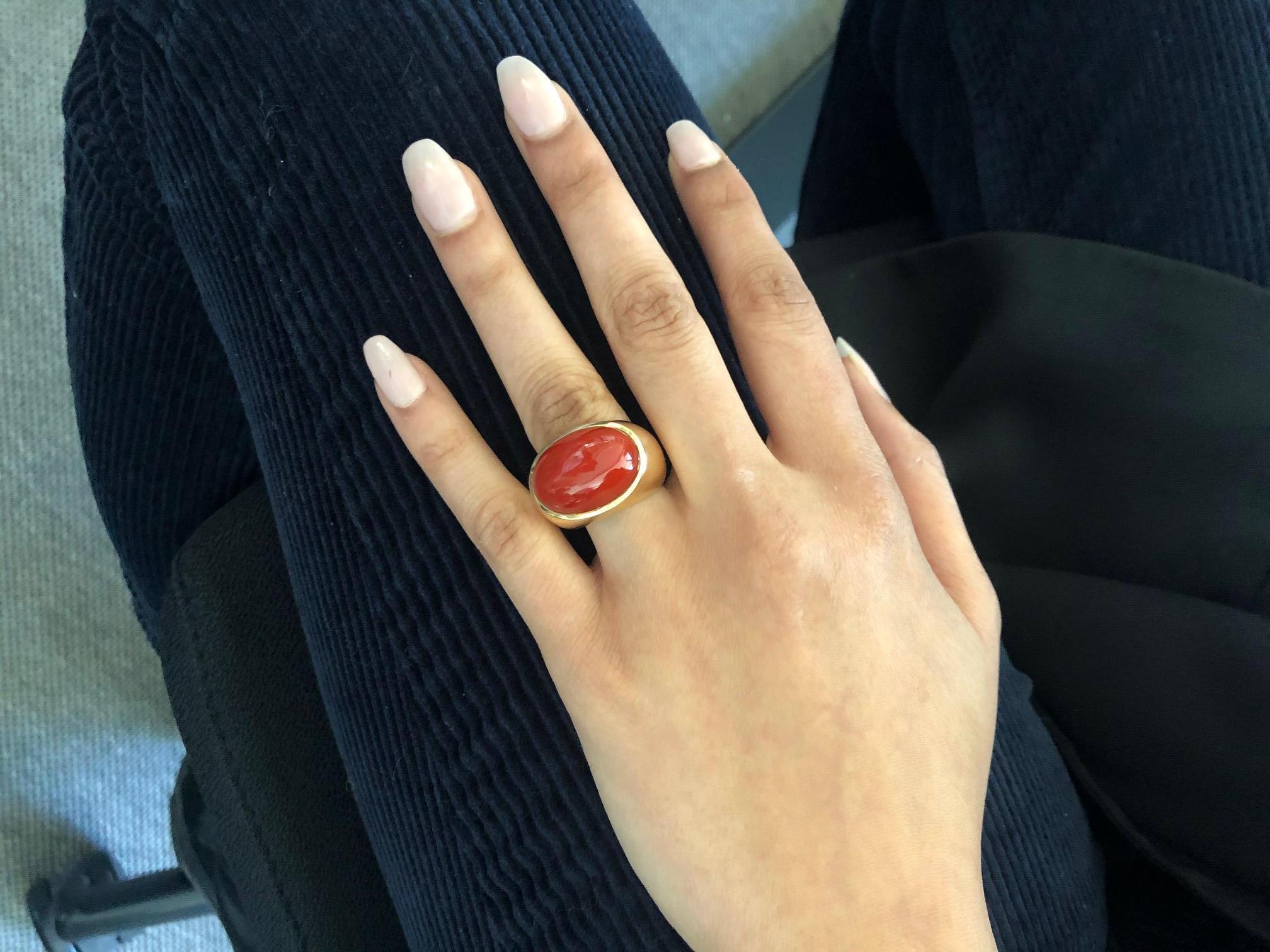 Yellow and White Gold Coral Ring by Peclard 5