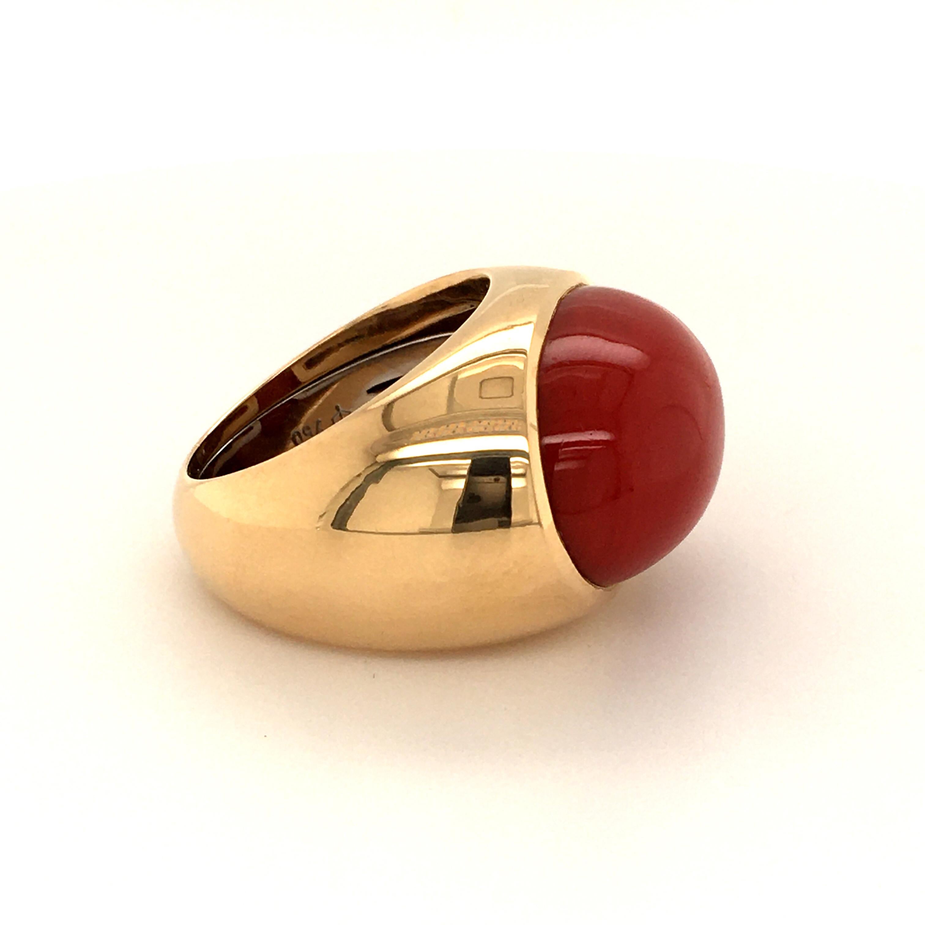 Contemporary Yellow and White Gold Coral Ring by Peclard