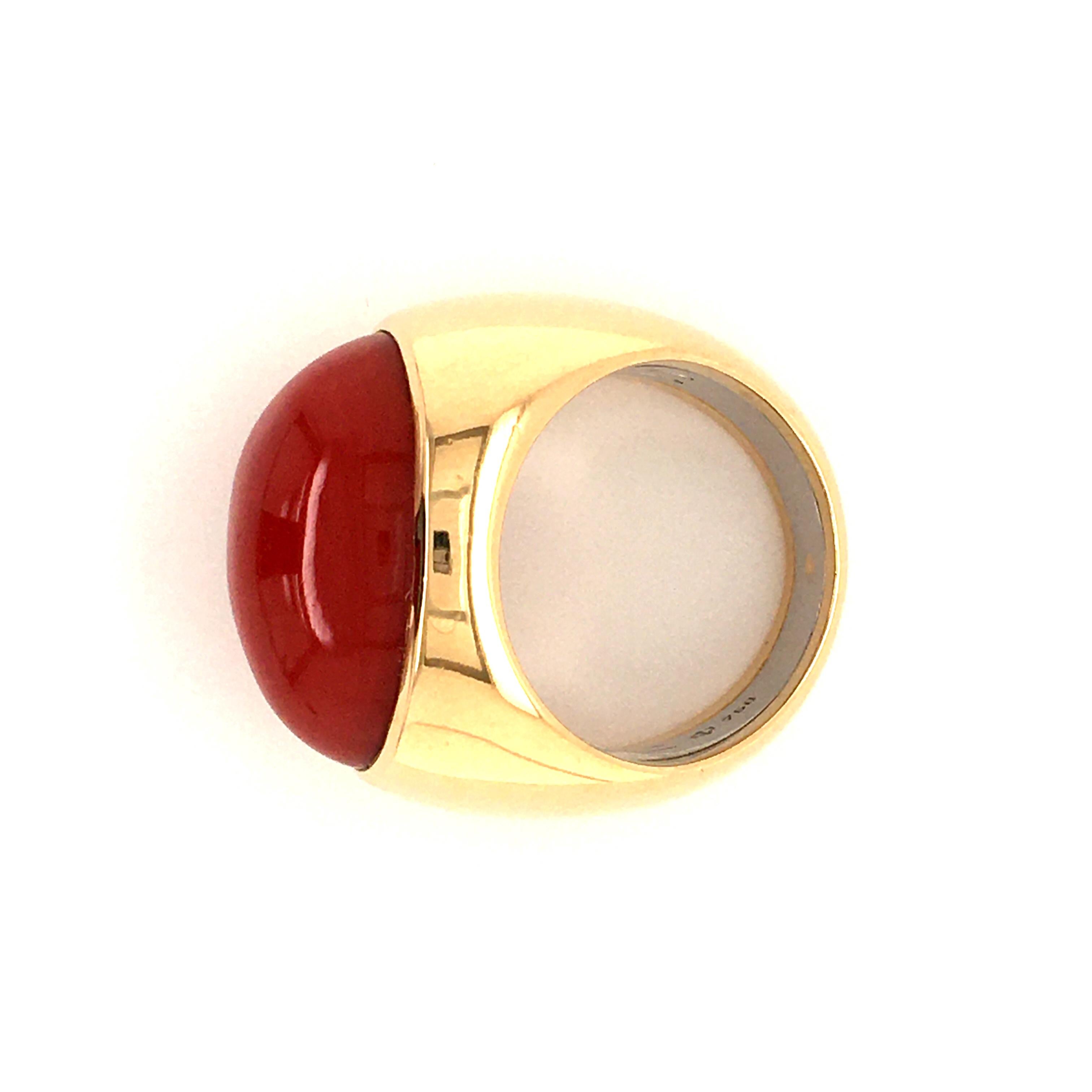 Yellow and White Gold Coral Ring by Peclard 2